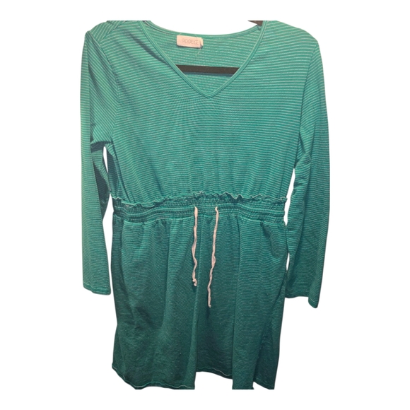 Roulee Sz. Xlarge Kelly Green/white Stripe Linen Dress - Picture 1 of 8